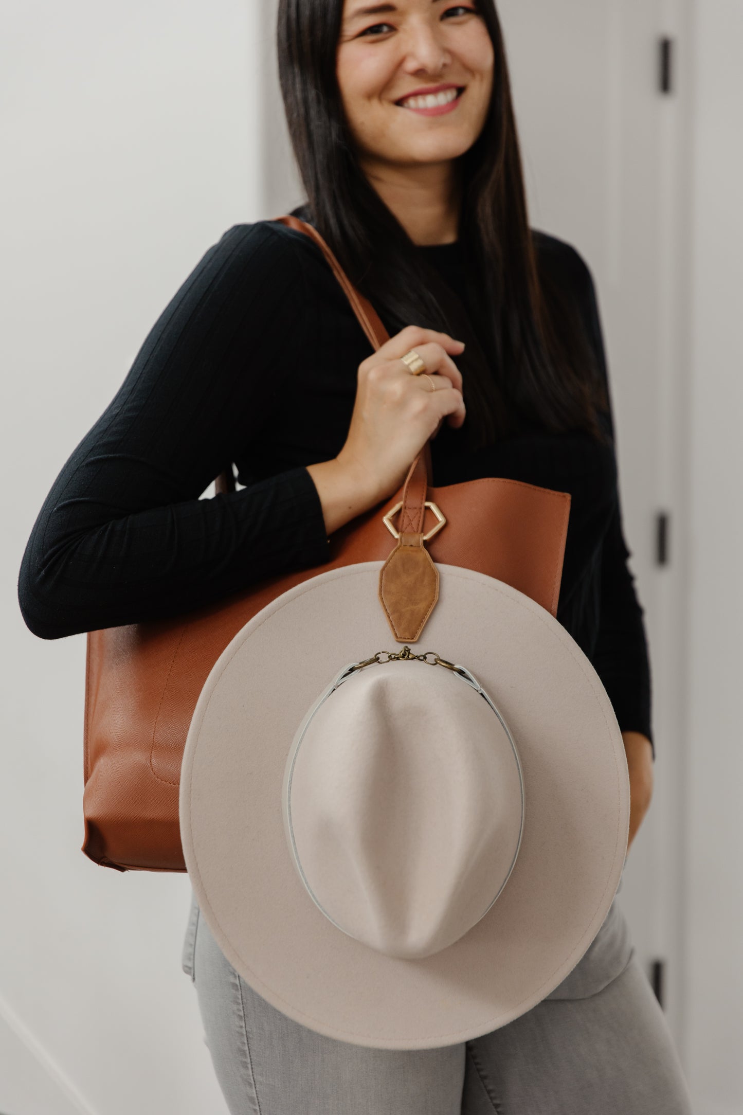 Leather Magnetic Hat Clip - Stretched Hexagon